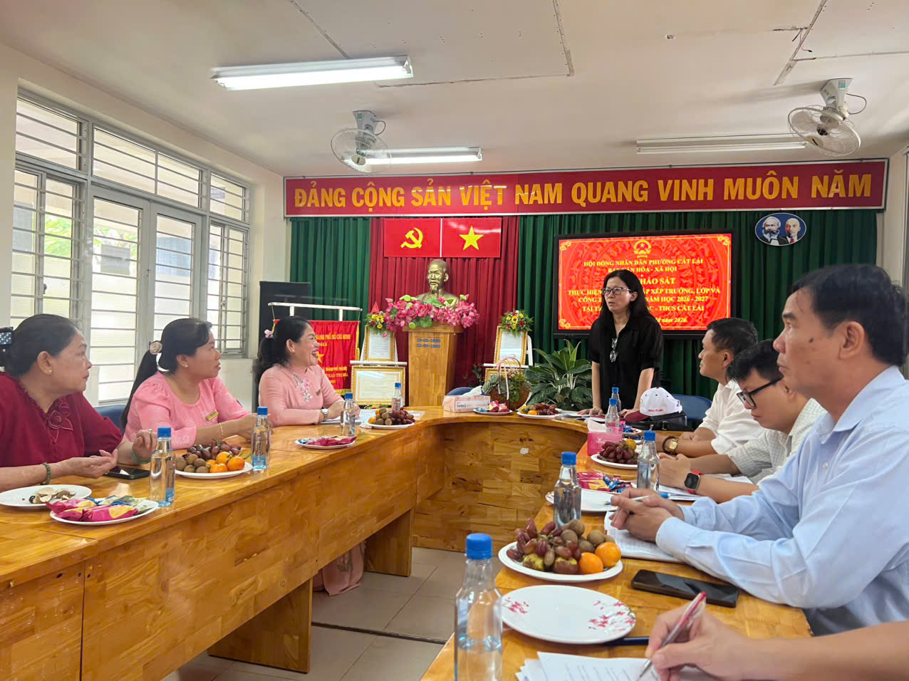BAN VĂN HÓA - XÃ HỘI HĐND PHƯỜNG CÁT LÁI KHẢO SÁT CÔNG TÁC SẮP XẾP TRƯỜNG, LỚP VÀ CHUẨN BỊ NĂM HỌC 2026 - 2027
