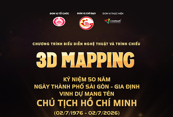 VINAMA mang nghệ thuật 3D Mapping thắp sáng công trình biểu tượng của TP.HCM