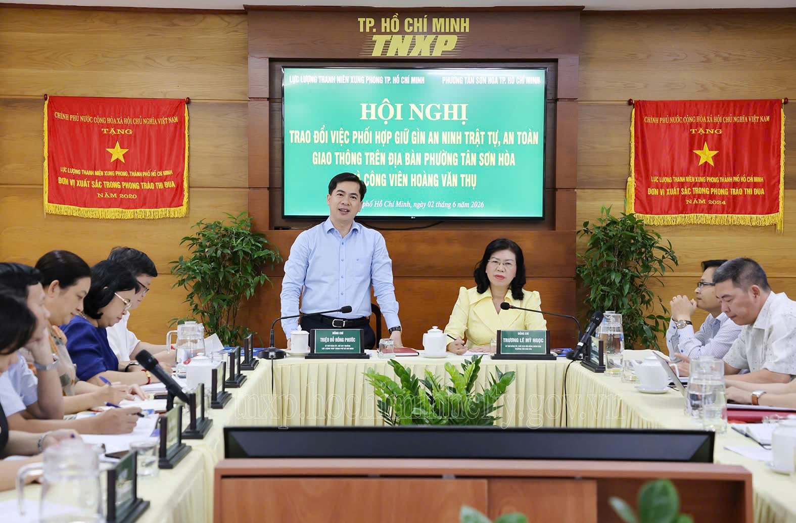 PHƯỜNG TÂN SƠN HÒA TỔ CHỨC HỘI NGHỊ TRAO ĐỔI VỀ CÔNG TÁC PHỐI HỢP BỐ TRÍ TRẬT TỰ VIÊN GIỮ GÌN AN NINH TRẬT TỰ, AN TOÀN GIAO THÔNG