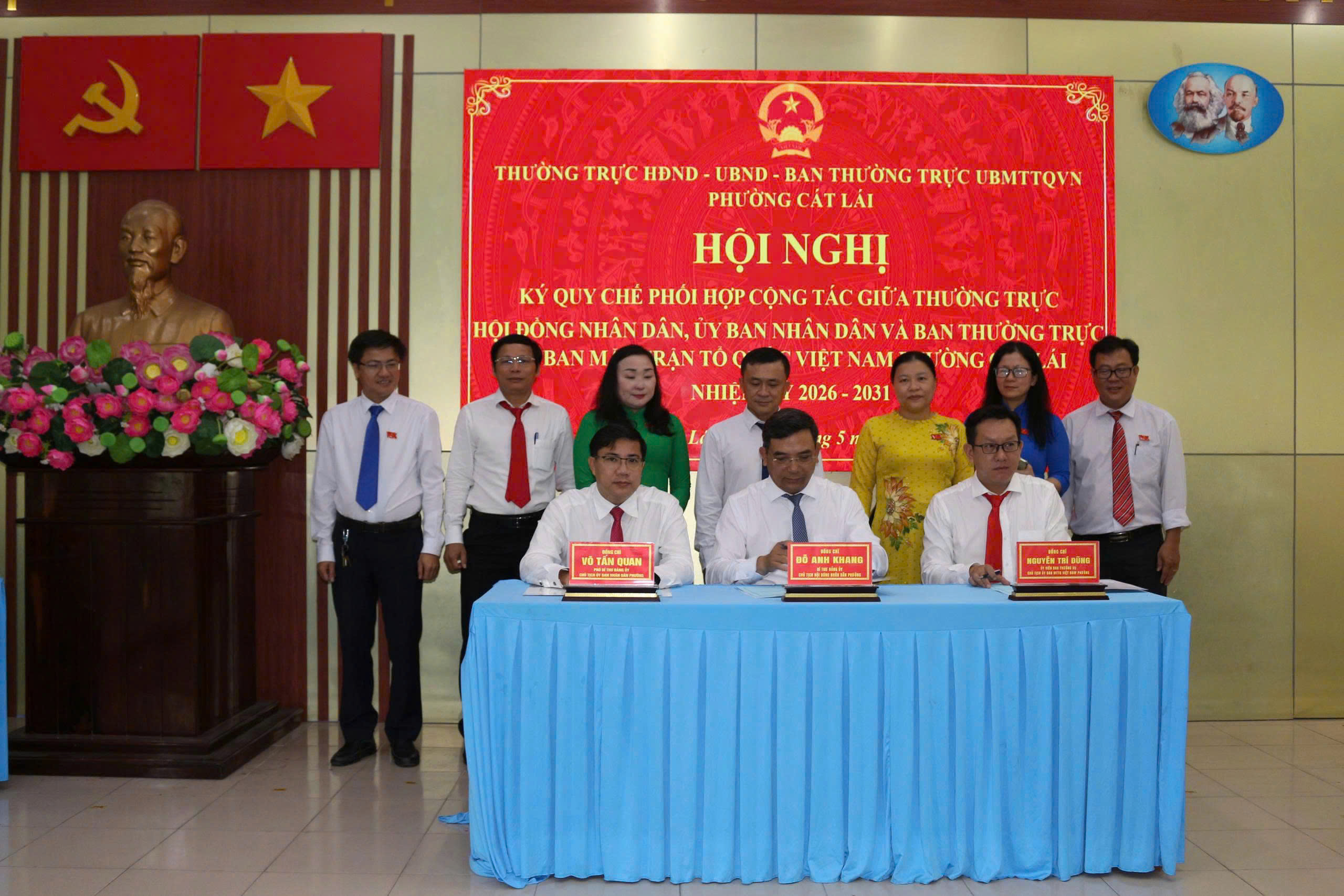 PHƯỜNG CÁT LÁI TỔ CHỨC LỄ KÝ KẾT QUY CHẾ PHỐI HỢP CÔNG TÁC GIỮA THƯỜNG TRỰC HĐND - UBND - BAN THƯỜNG TRỰC UBMTTQ VIỆT NAM PHƯỜNG NHIỆM KỲ 2026 - 2031
