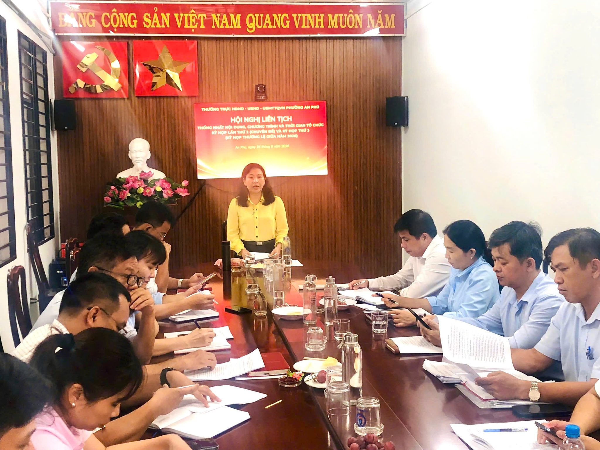 PHƯỜNG AN PHÚ: HỘI NGHỊ LIÊN TỊCH CHUẨN BỊ KỲ HỌP THỨ 2 (CHUYÊN ĐỀ) VÀ KỲ HỌP THỨ 3 (KỲ HỌP THƯỜNG LỆ GIỮA NĂM 2026) CỦA HĐND PHƯỜNG AN PHÚ KHÓA II, NHIỆM KỲ 2026 - 2031