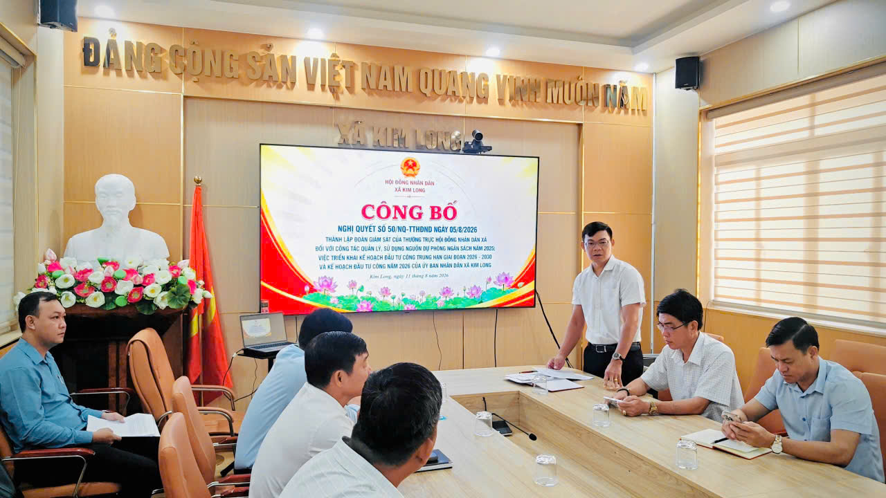 HĐND XÃ KIM LONG CÔNG BỐ NGHỊ QUYẾT THÀNH LẬP ĐOÀN GIÁM SÁT VỀ QUẢN LÝ NGÂN SÁCH VÀ ĐẦU TƯ CÔNG